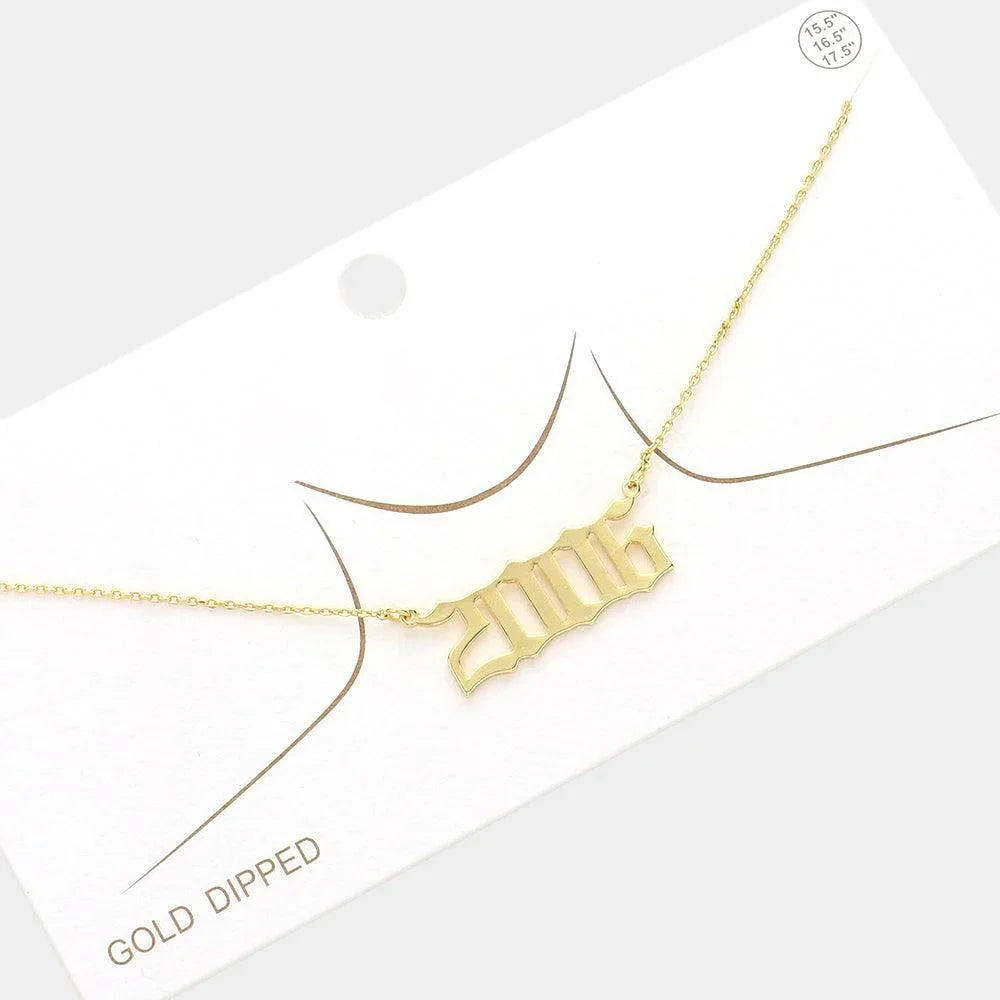 Gold 2006 Gold Dipped Birth Year Pendant Necklace - Jewelry Store by Erik Rayo