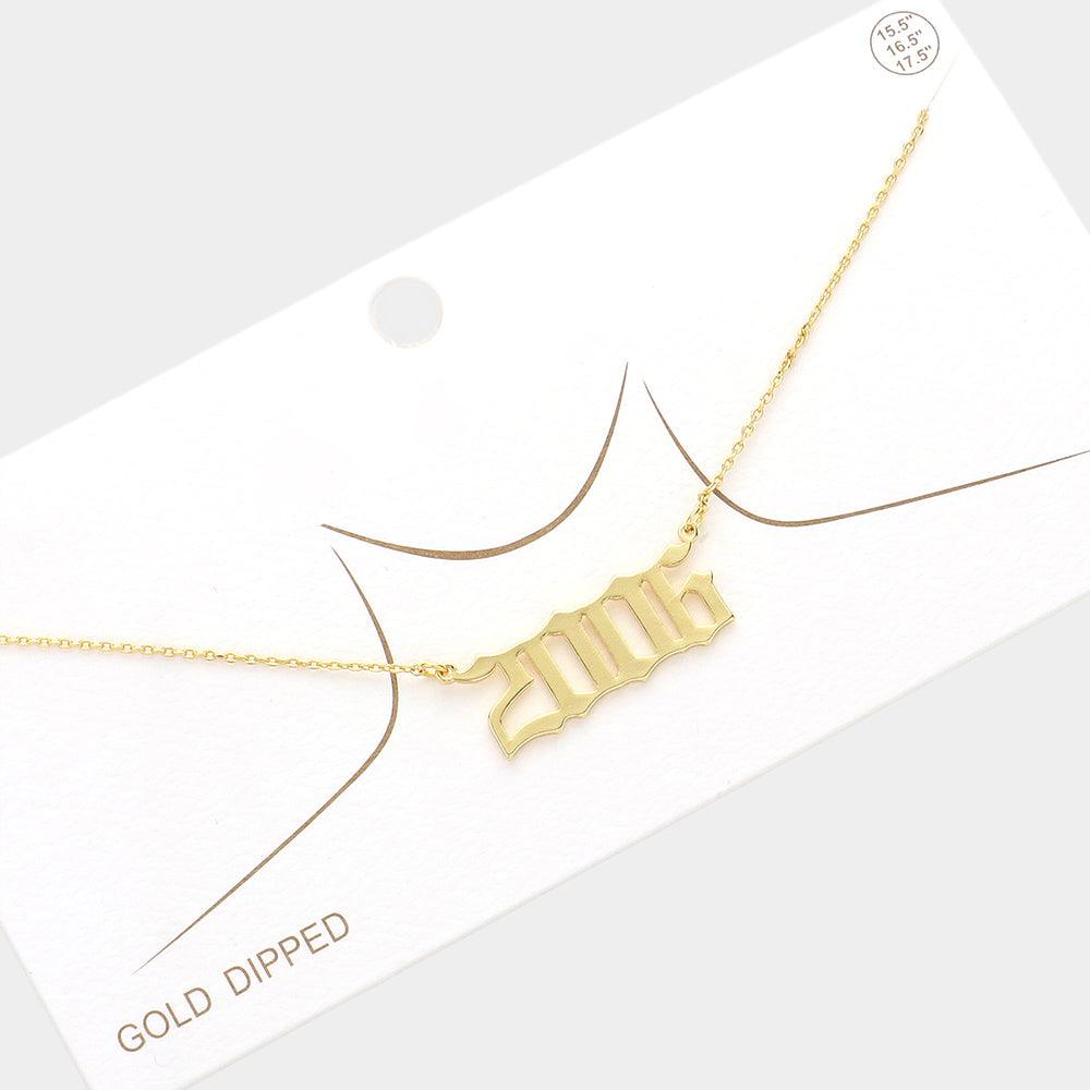 Gold 2006 Gold Dipped Birth Year Pendant Necklace