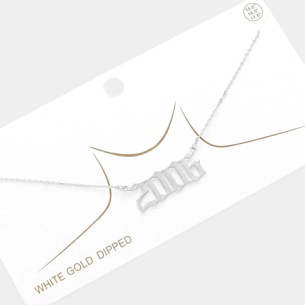 Gold 2006 White Gold Dipped Birth Year Pendant Necklace - Jewelry Store by Erik Rayo