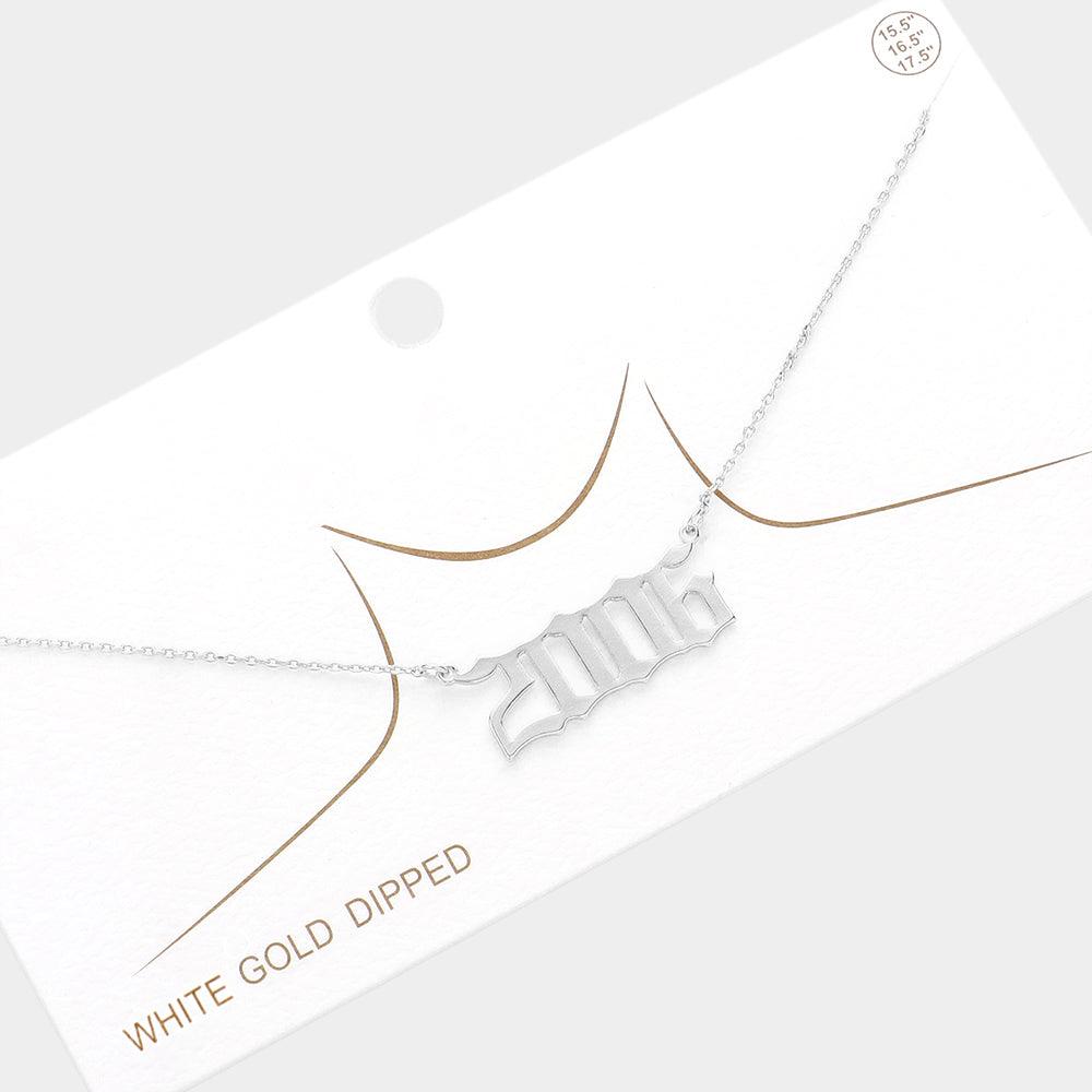 Gold 2006 White Gold Dipped Birth Year Pendant Necklace