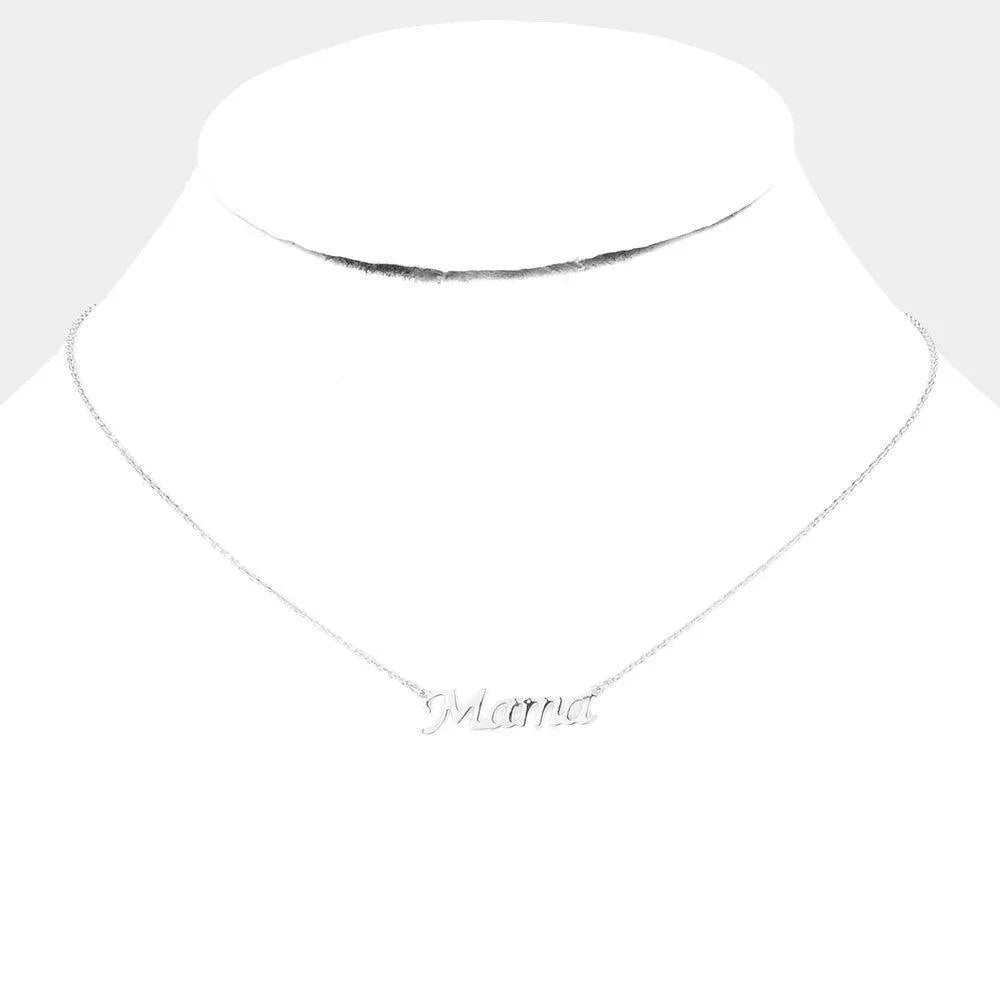 Gold White Gold Dipped Mama Metal Message Pendant Necklace - Jewelry Store by Erik Rayo