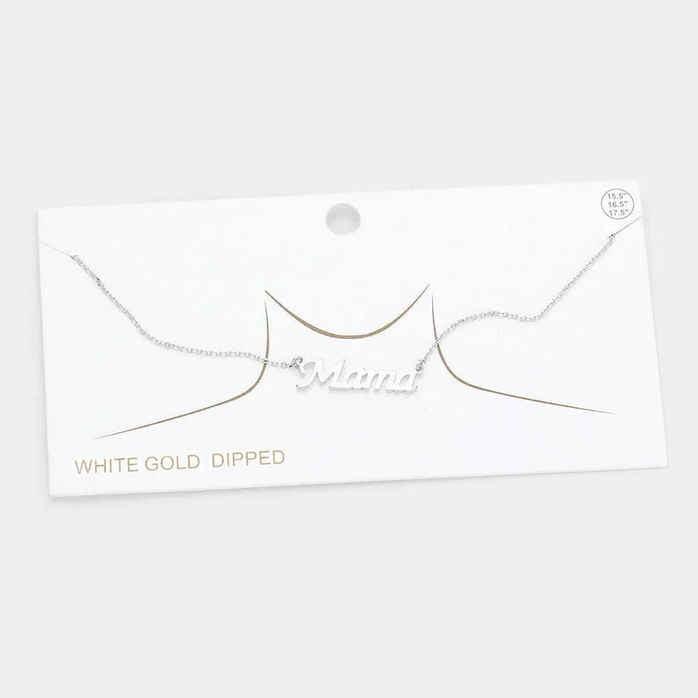 Gold White Gold Dipped Mama Metal Message Pendant Necklace - Jewelry Store by Erik Rayo