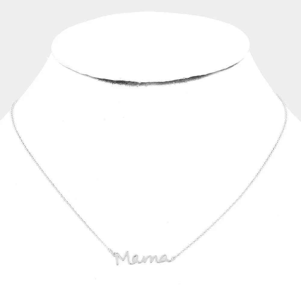 Gold MAMA White Gold Dipped Metal Message Pendant Necklace - Jewelry Store by Erik Rayo