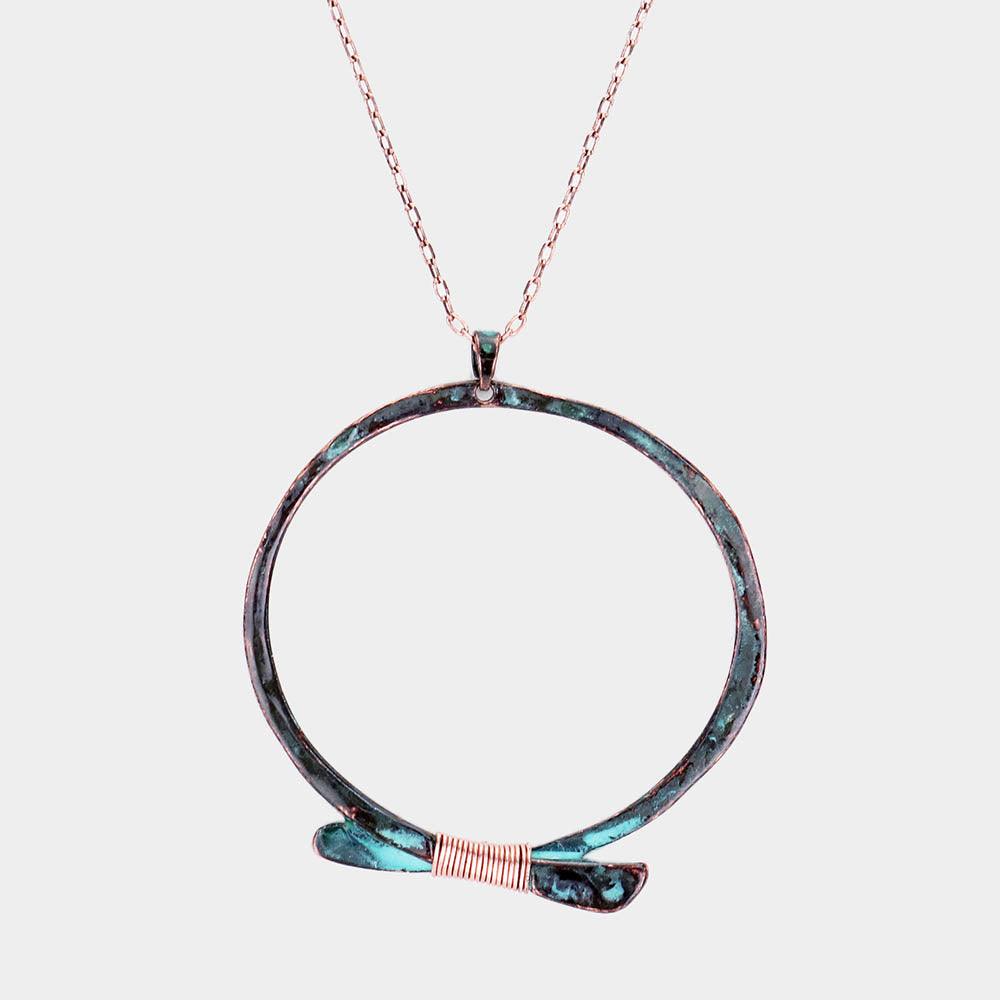 Open Circle Coil Wire Pendant Necklace