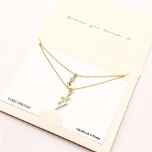 Load image into Gallery viewer, Gold CZ Embellished Metal Lightning Pendant Double Layered Necklace
