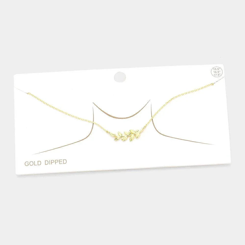 Gold Gold Dipped Leaf Pendant Necklace - Jewelry Store by Erik Rayo
