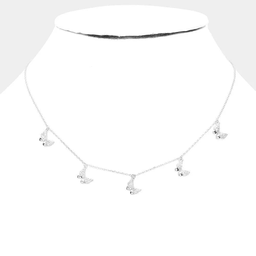 Gold White Gold Dipped CZ Embellished Butterfly Pendant Necklace - Jewelry Store by Erik Rayo
