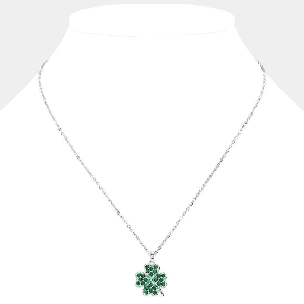 Stone Paved Clover Pendant Necklace - Jewelry Store by Erik Rayo