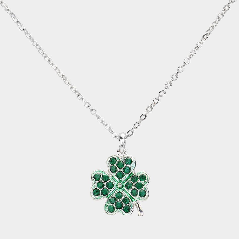 Stone Paved Clover Pendant Necklace - Jewelry Store by Erik Rayo