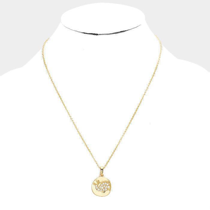 Gold Pave Stone Whale Pendant Necklace - Jewelry Store by Erik Rayo