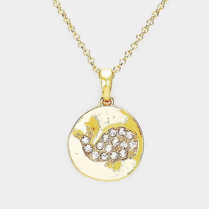 Gold Pave Stone Whale Pendant Necklace - Jewelry Store by Erik Rayo