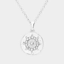 Load image into Gallery viewer, Clear Pave Stone Ship Wheel Pendant Necklace
