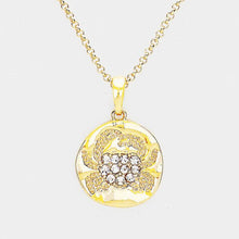 Load image into Gallery viewer, Gold Pave Stone Crab Pendant Necklace
