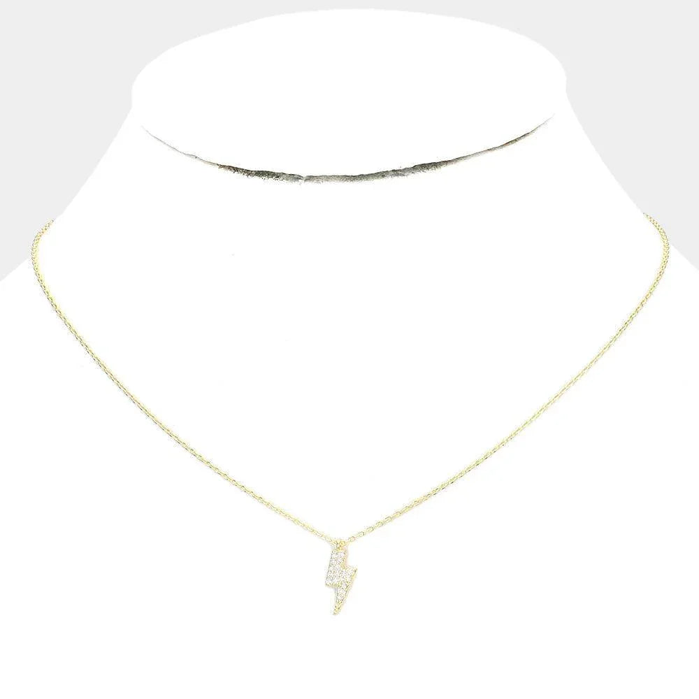 Gold Gold Dipped CZ Lightning Pendant Necklace - Jewelry Store by Erik Rayo