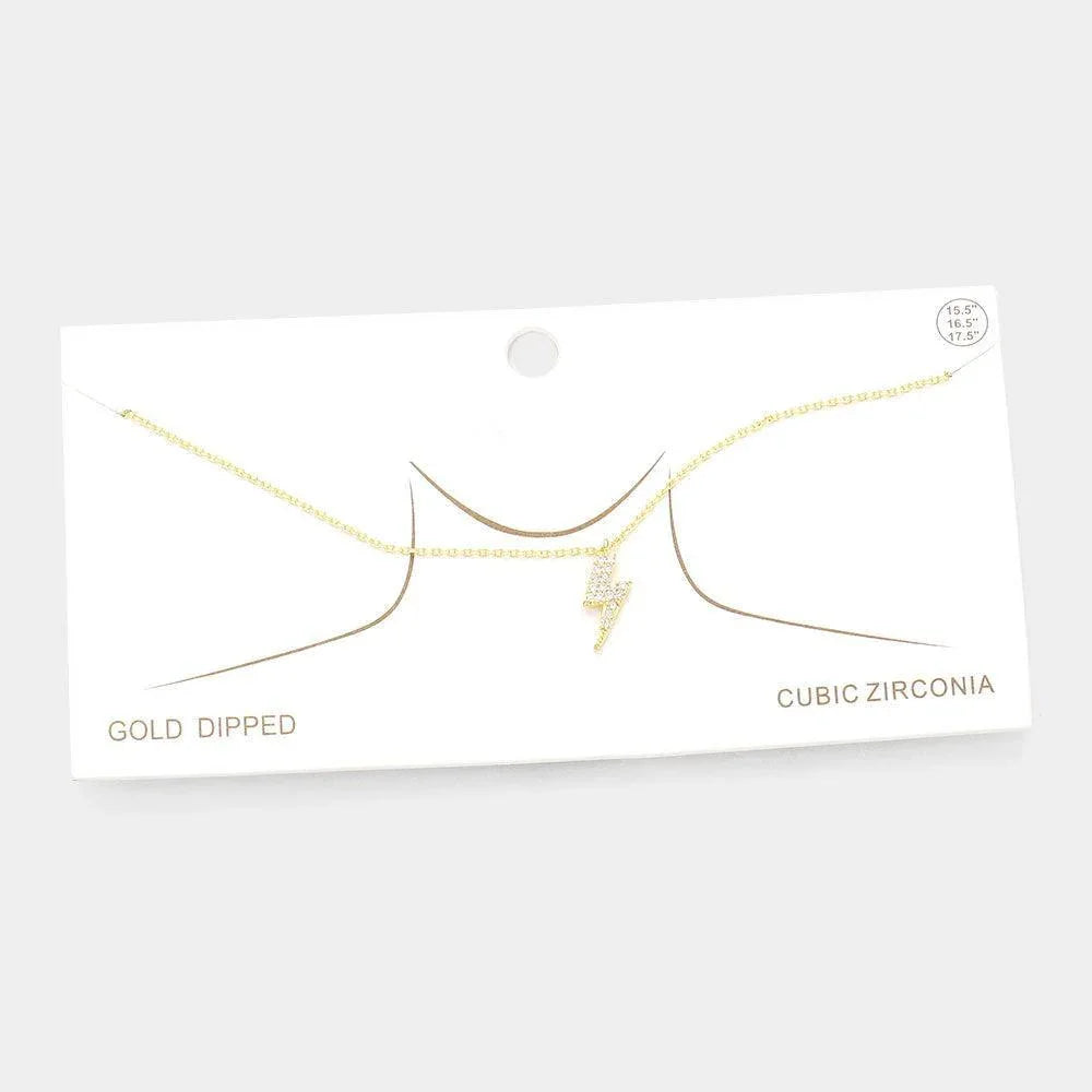 Gold Gold Dipped CZ Lightning Pendant Necklace - Jewelry Store by Erik Rayo