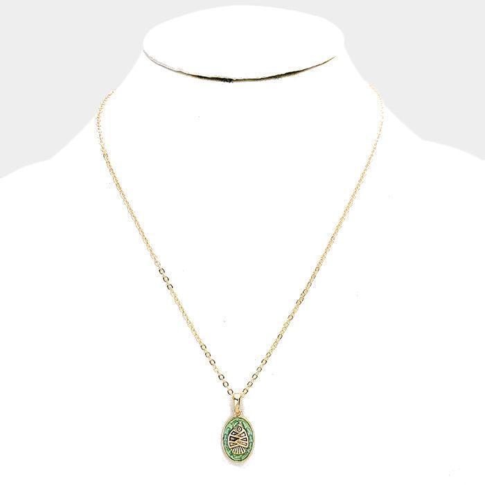 Green Fish Colored Metal Pendant Necklace - Jewelry Store by Erik Rayo