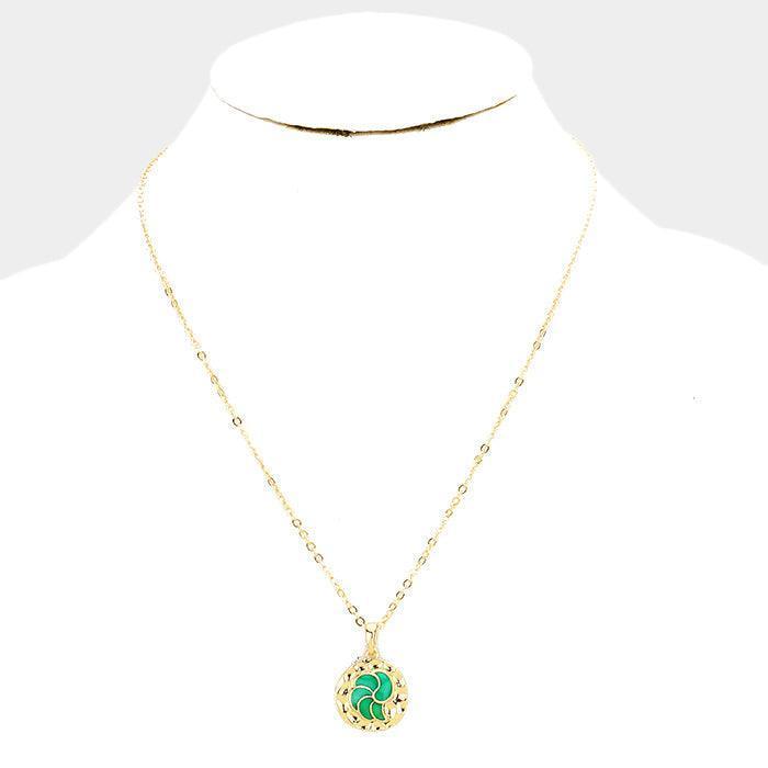 Green Colored Metal Pendant Necklace - Jewelry Store by Erik Rayo