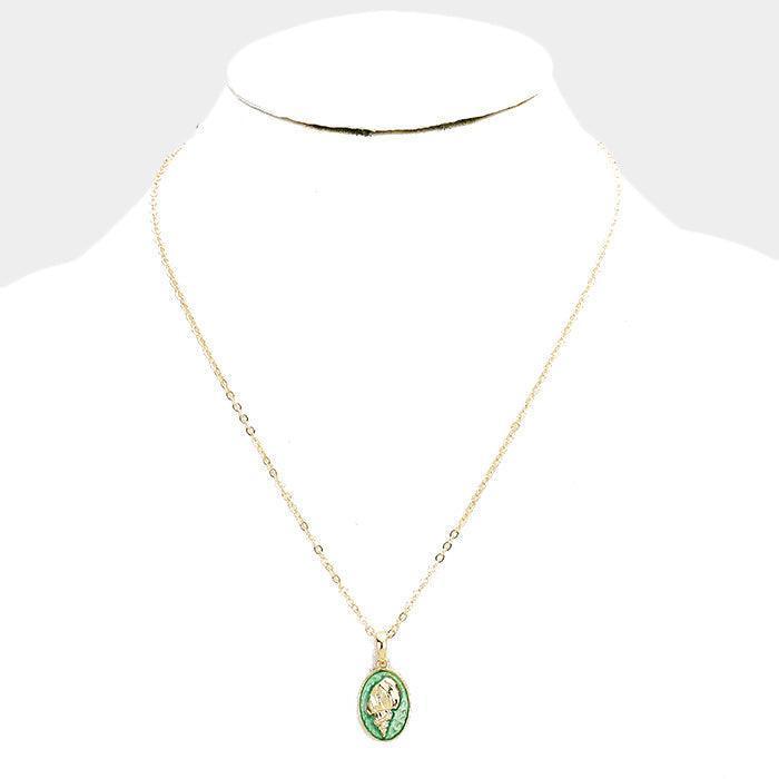 Green Conch Colored Metal Pendant Necklace - Jewelry Store by Erik Rayo