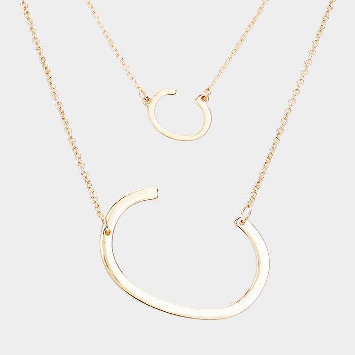 Gold 2Row Strand Double Monogram Detachable Chain Necklace