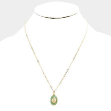 Load image into Gallery viewer, Green Shell Colored Metal Pendant Necklace
