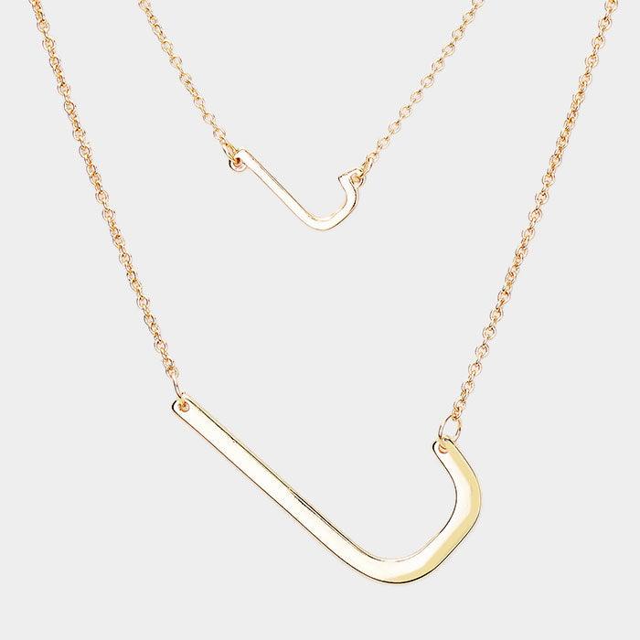 Gold 2Row Strand Double Monogram Detachable Chain Necklace