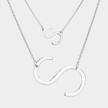 Load image into Gallery viewer, Silver 2Row Strand Double Monogram Detachable Chain Necklace
