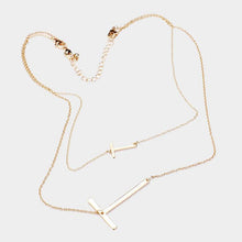 Load image into Gallery viewer, Gold 2Row Strand Double Monogram Detachable Chain Necklace
