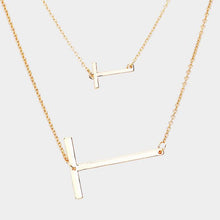 Load image into Gallery viewer, Gold 2Row Strand Double Monogram Detachable Chain Necklace
