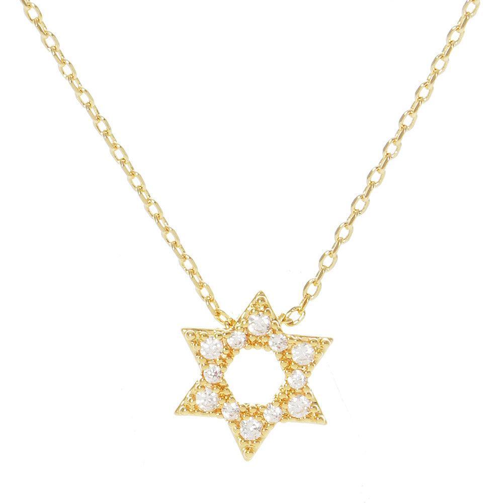 Gold CZ Stone Paved Gold Dipped Star Of David Pendant Necklace - Jewelry Store by Erik Rayo