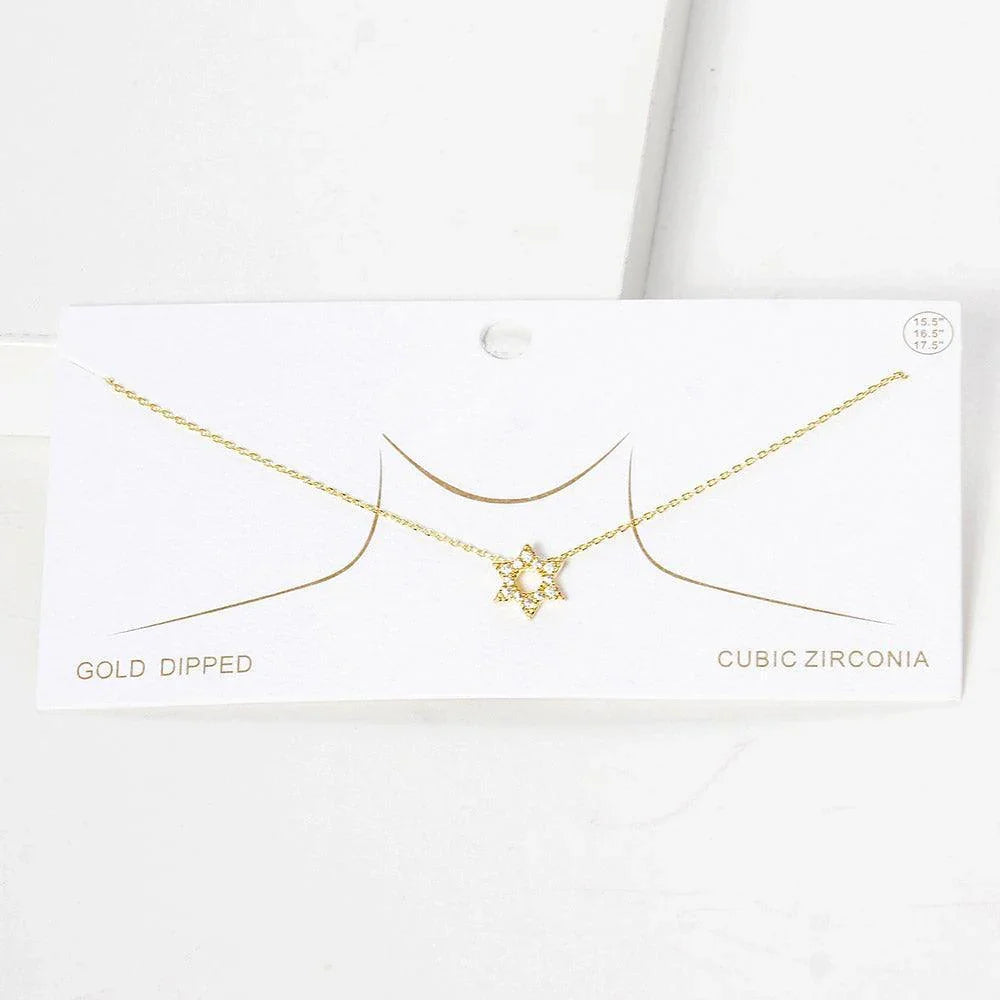 Gold CZ Stone Paved Gold Dipped Star Of David Pendant Necklace - Jewelry Store by Erik Rayo