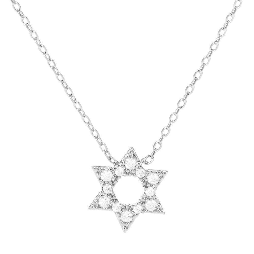 Gold CZ Stone Paved White Gold Dipped Star Of David Pendant Necklace - Jewelry Store by Erik Rayo