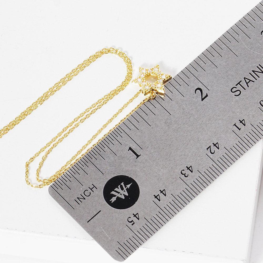 Gold CZ Stone Paved White Gold Dipped Star Of David Pendant Necklace - Jewelry Store by Erik Rayo