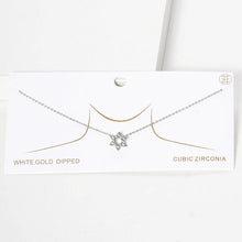 Load image into Gallery viewer, Gold CZ Stone Paved White Gold Dipped Star Of David Pendant Necklace
