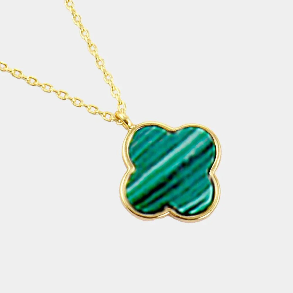 Green Gold Dipped Quatrefoil Pendant Necklace - Jewelry Store by Erik Rayo