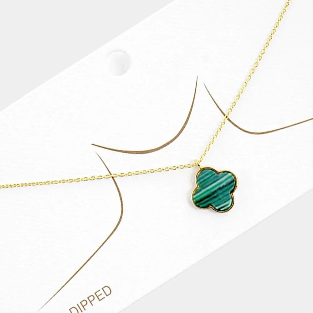 Green Gold Dipped Quatrefoil Pendant Necklace - Jewelry Store by Erik Rayo