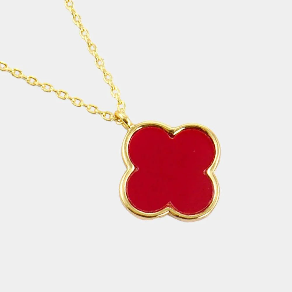 Red Gold Dipped Quatrefoil Pendant Necklace - Jewelry Store by Erik Rayo