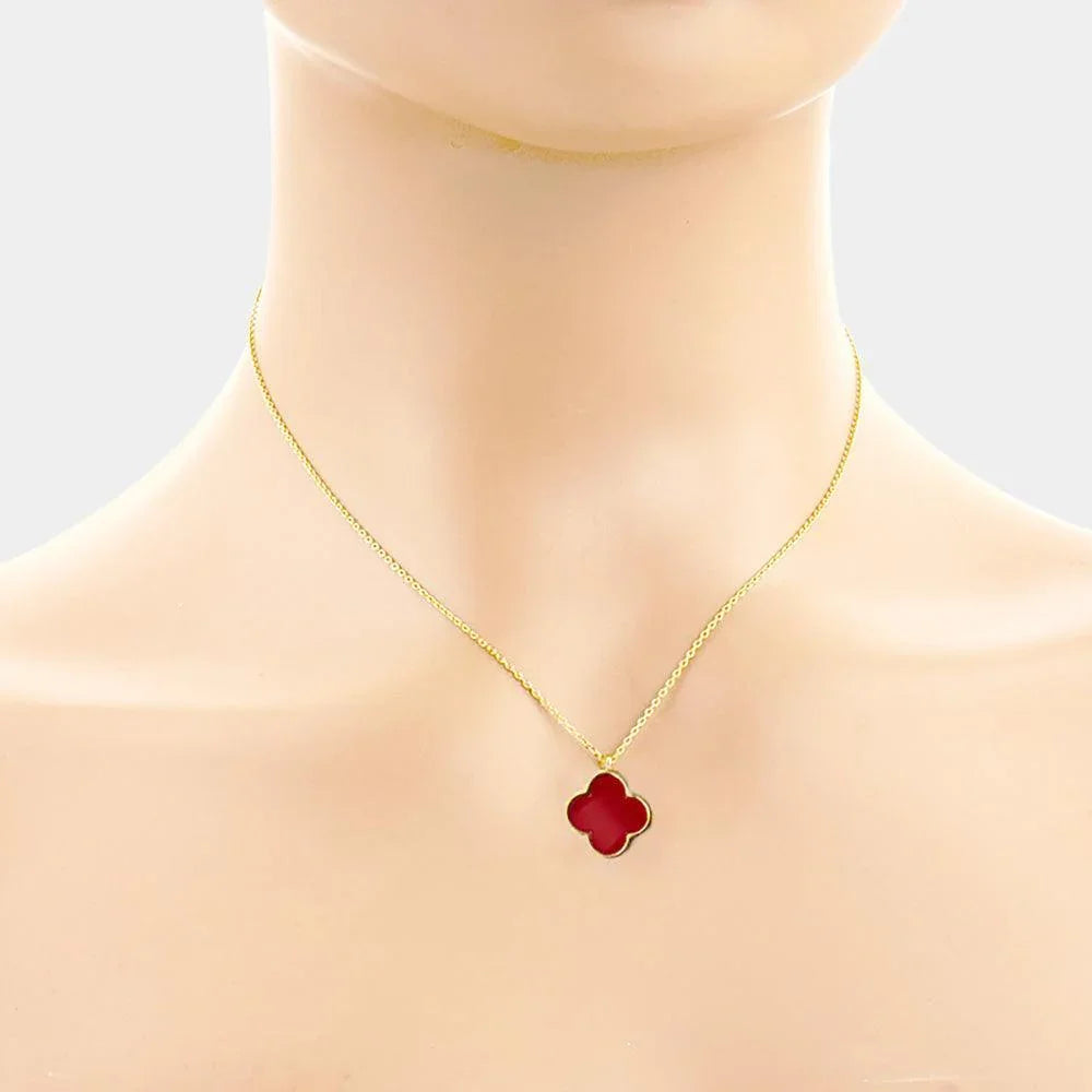 Red Gold Dipped Quatrefoil Pendant Necklace - Jewelry Store by Erik Rayo