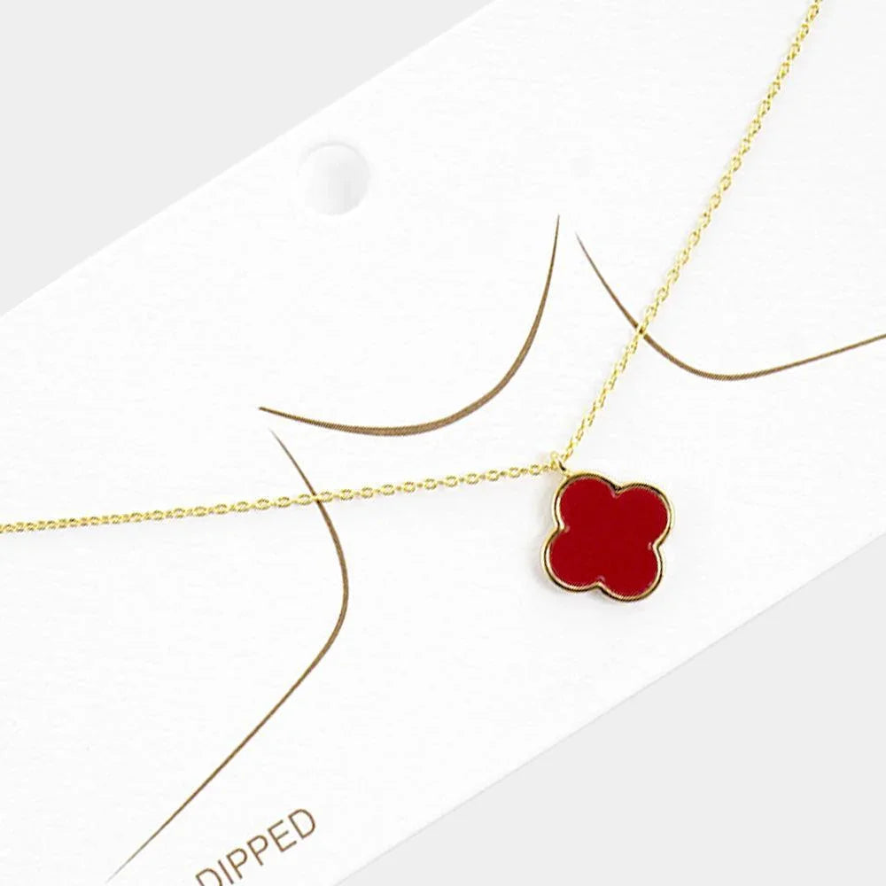 Red Gold Dipped Quatrefoil Pendant Necklace - Jewelry Store by Erik Rayo