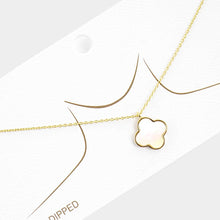 Load image into Gallery viewer, Gold Gold Dipped Mother of Pearl Quatrefoil Pendant Necklace
