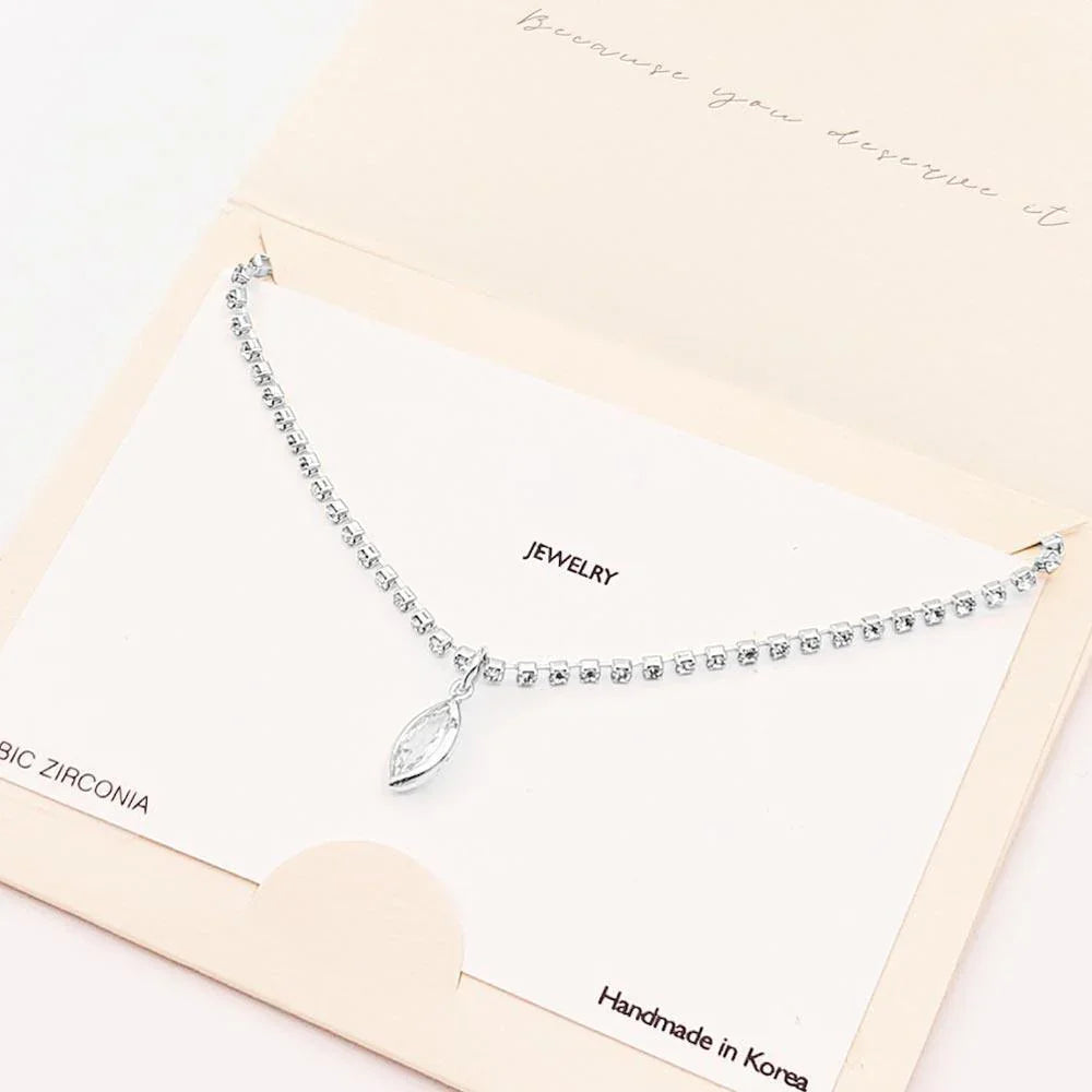 Silver Rhodium Plated CZ Marquise Pendant Necklace - Jewelry Store by Erik Rayo