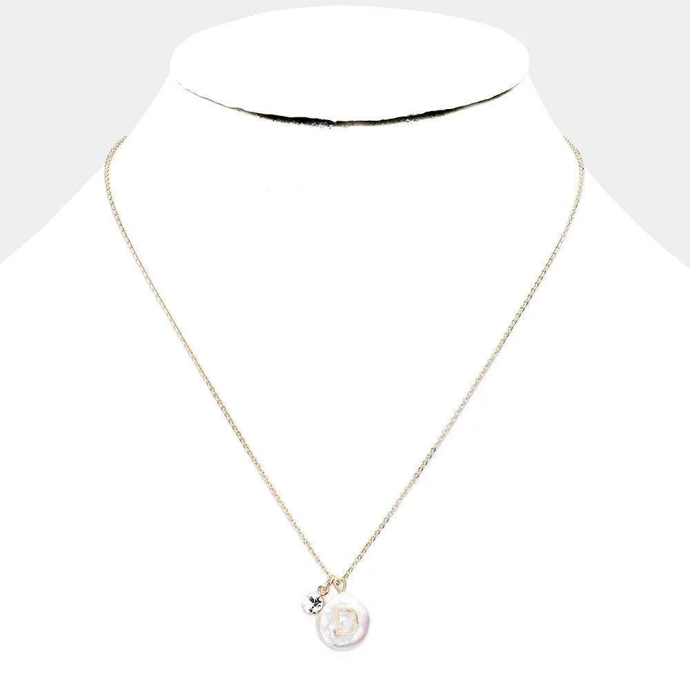 Gold Freshwater Pearl Monogram Pendant Necklace - Jewelry Store by Erik Rayo