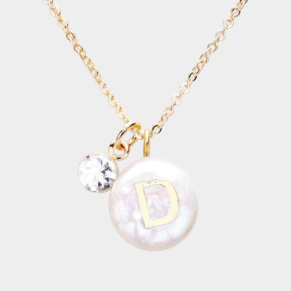 Gold Freshwater Pearl Monogram Pendant Necklace - Jewelry Store by Erik Rayo