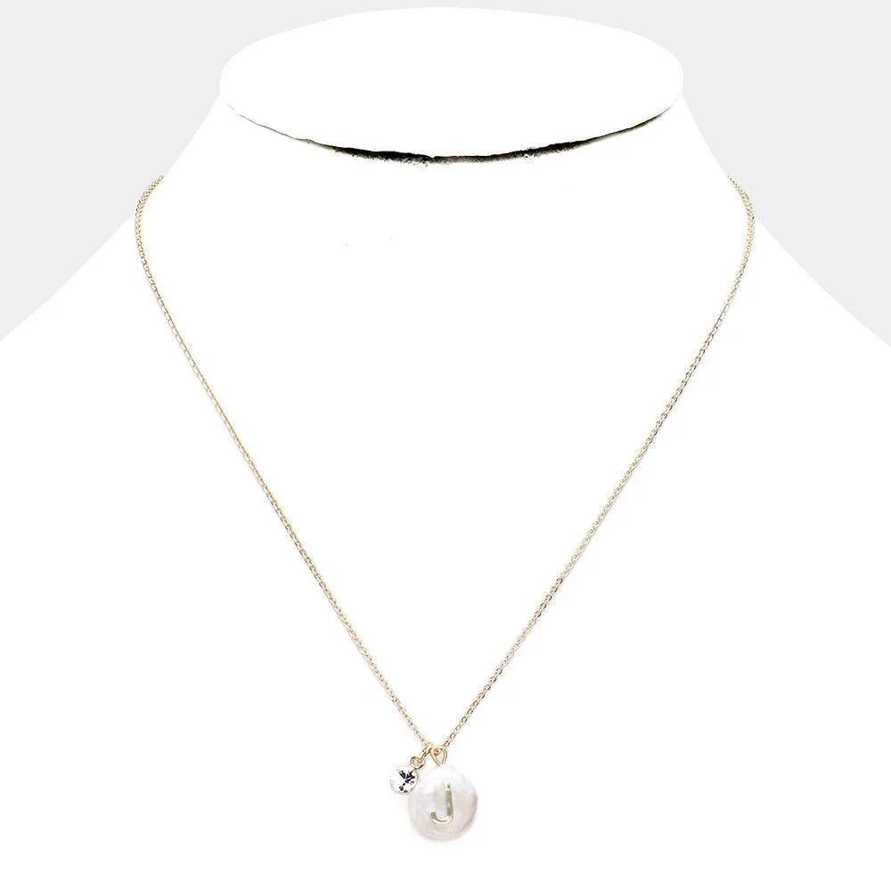 Gold Freshwater Pearl Monogram Pendant Necklace - Jewelry Store by Erik Rayo