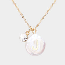 Load image into Gallery viewer, Gold Freshwater Pearl Monogram Pendant Necklace
