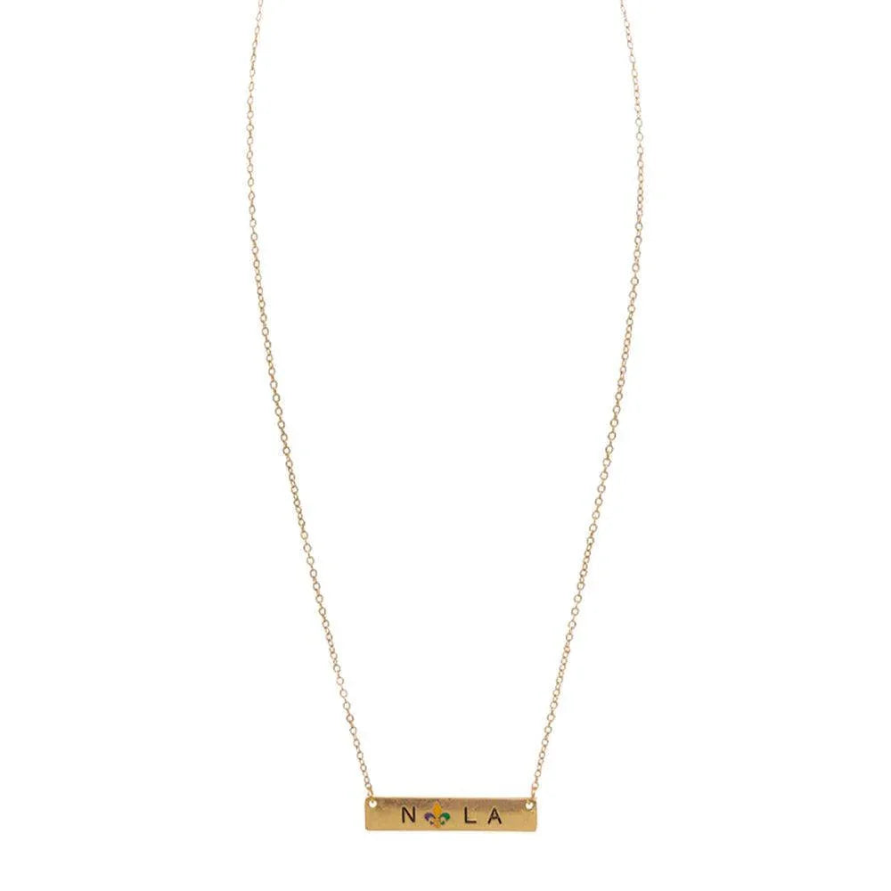 Mardi Gras Fleur de Lis Pointed Nola Message Pendant Necklace - Jewelry Store by Erik Rayo
