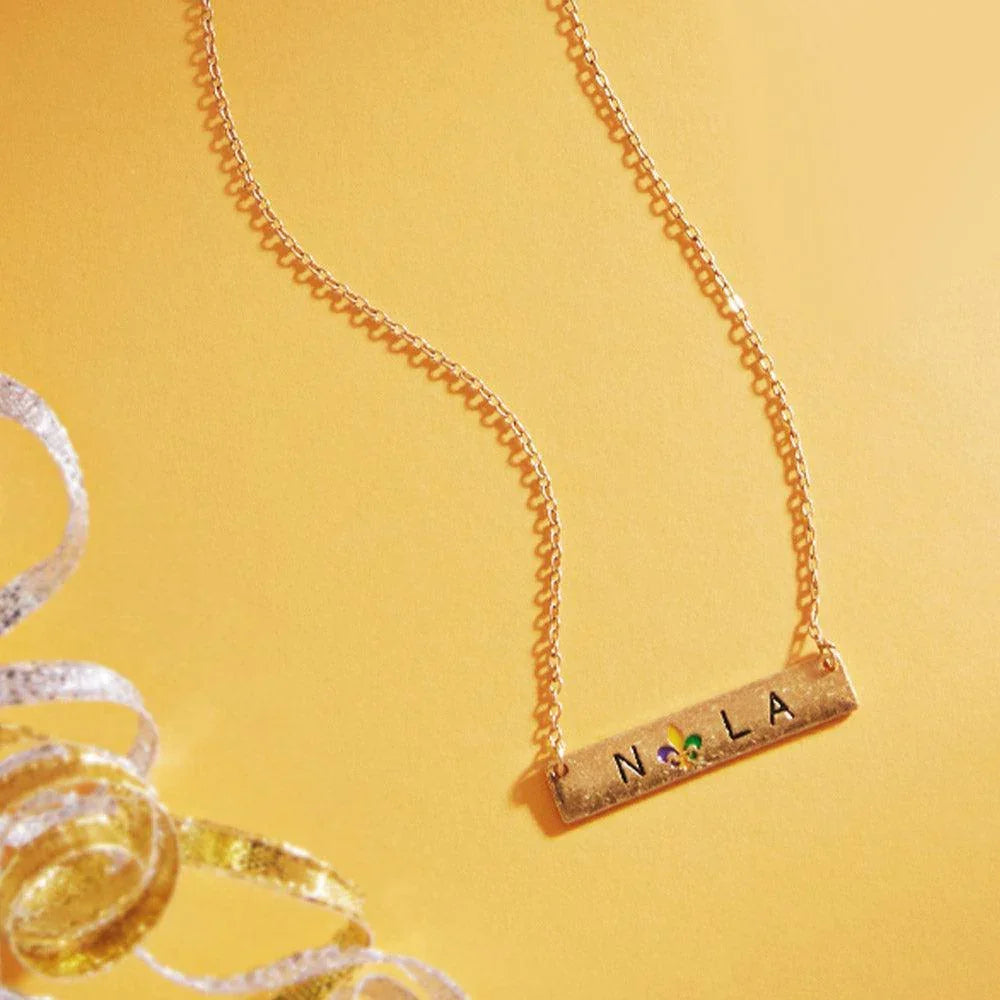 Mardi Gras Fleur de Lis Pointed Nola Message Pendant Necklace - Jewelry Store by Erik Rayo