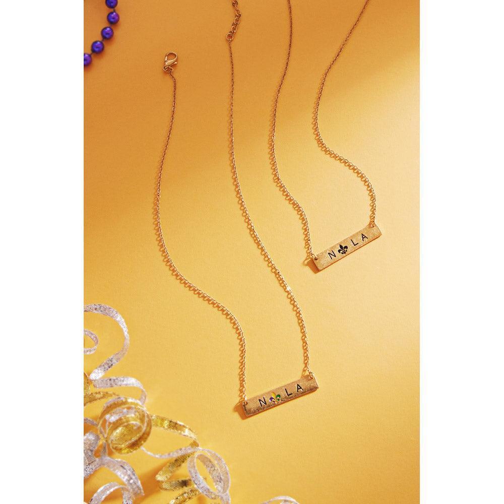 Mardi Gras Fleur de Lis Pointed Nola Message Pendant Necklace - Jewelry Store by Erik Rayo