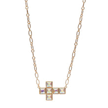 Load image into Gallery viewer, Gold Crystal Stone Cross Necklace
