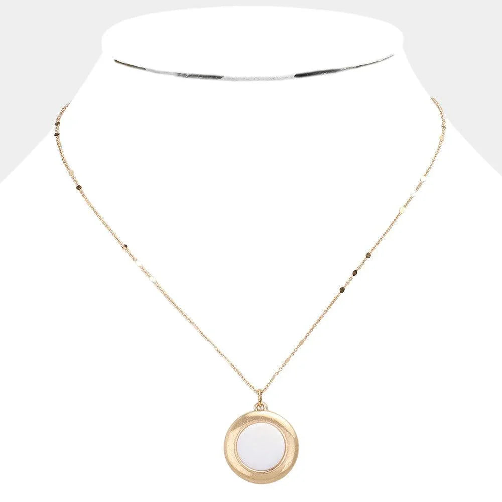 White Mother of Pearl Pendant Necklace - Jewelry Store by Erik Rayo