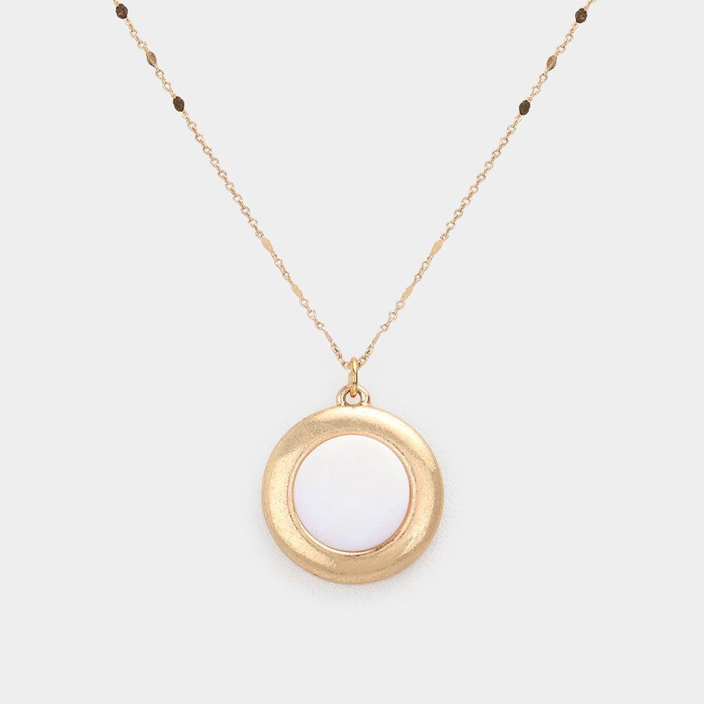 White Mother of Pearl Pendant Necklace - Jewelry Store by Erik Rayo
